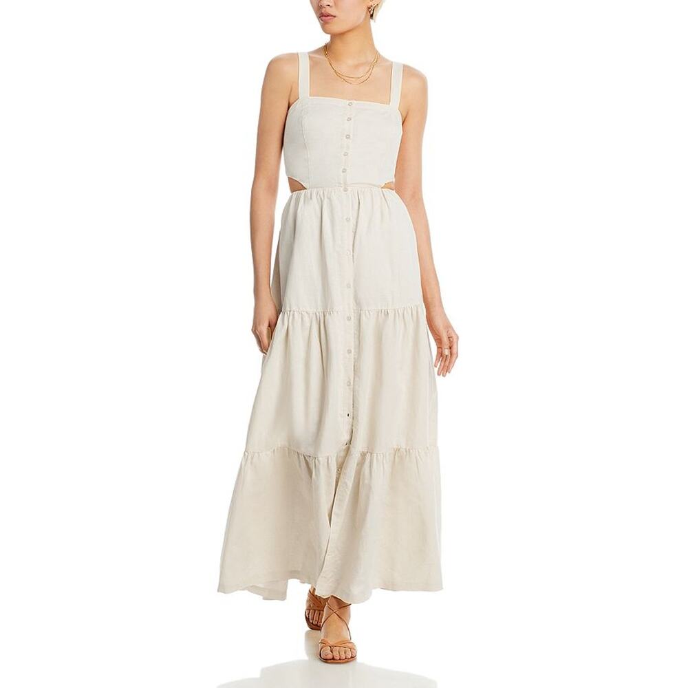 Paige 'Shadi' White Linen Side Cutout Maxi Dress Size XS